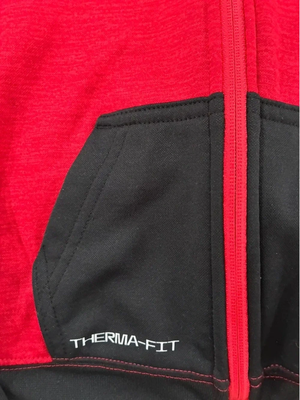 Nike red and black kids zip up hoodie with white swoosh